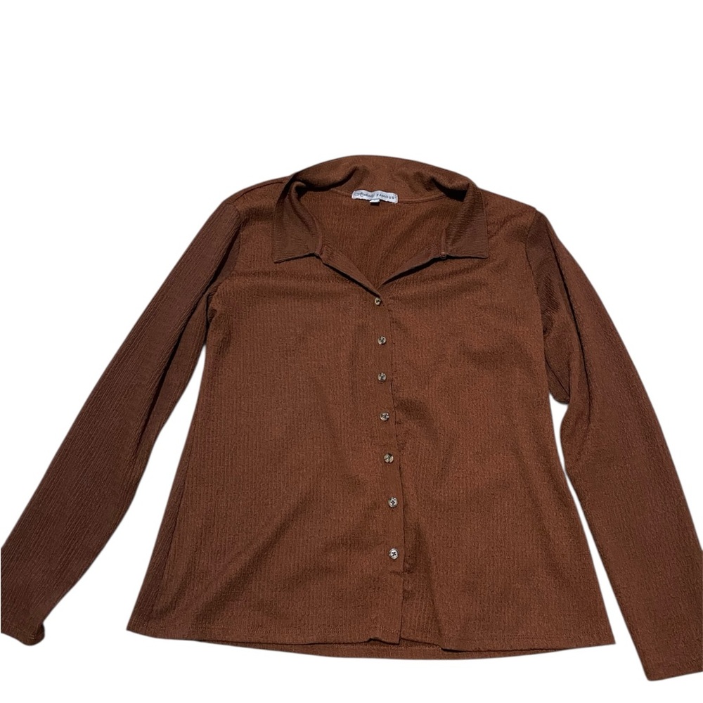 Brown Button-Up Top